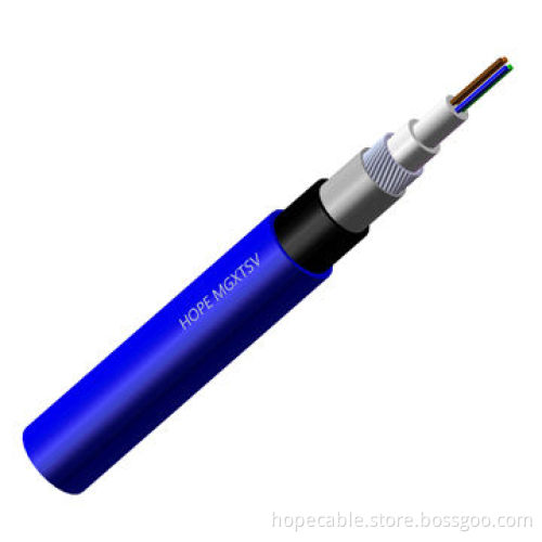 Flame-resistant sheath, Loose tube, Steel wire armored, Filling compound, Aerial duct, MGXTSV Cable